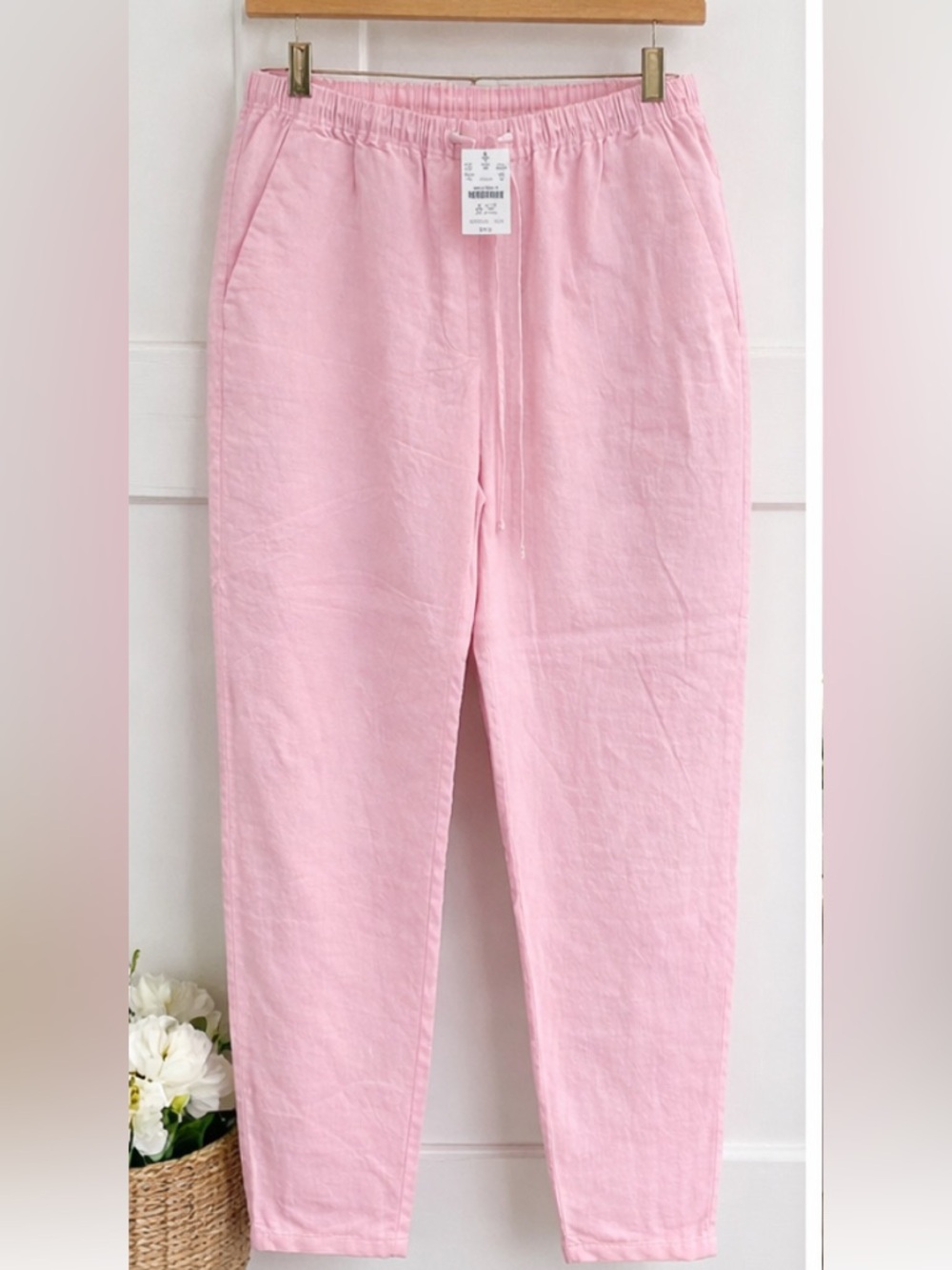 J.Crew Pink Linen Blend Drawstring Pants – Size 8 Petite NWT